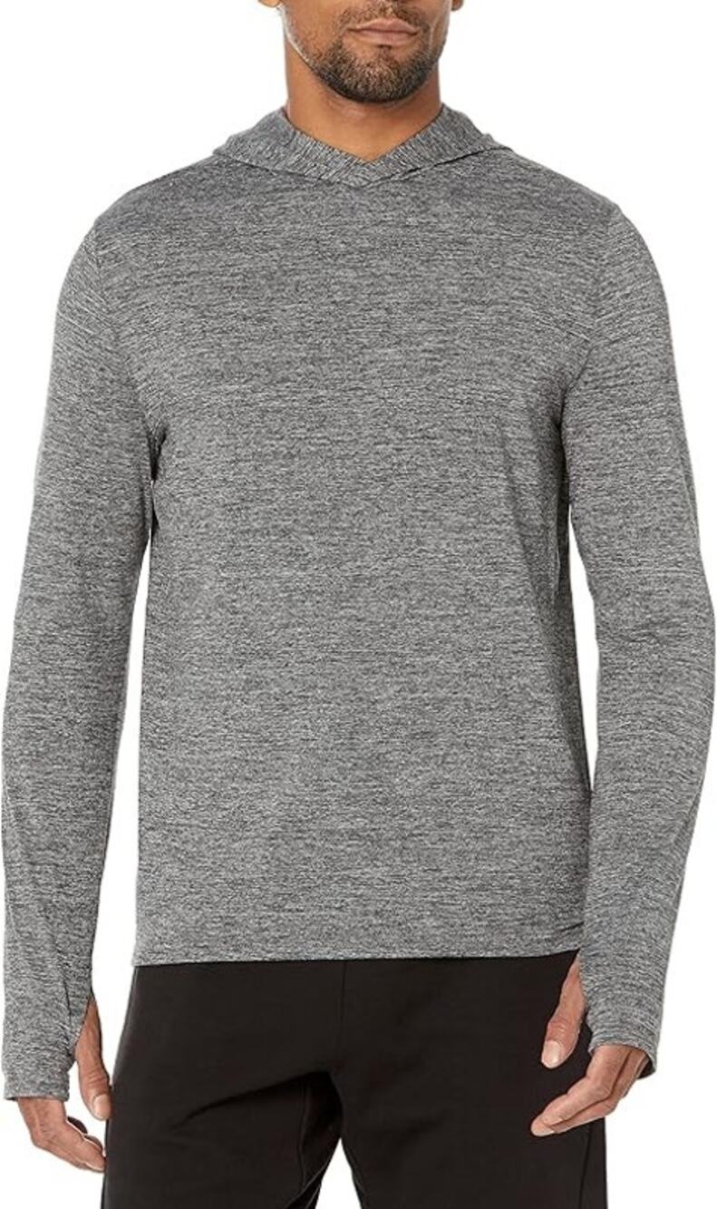 Amazon Essentials Heathered Gray Long Sleeve Hooded T-Shirt Men's Size XXL